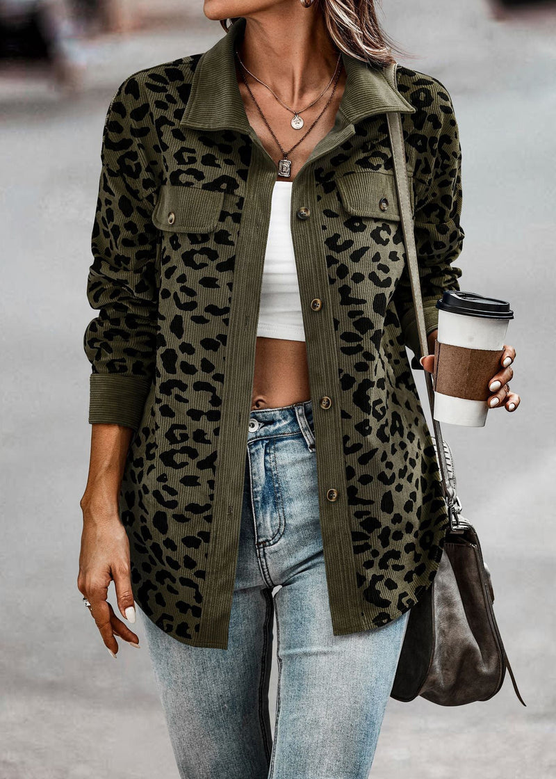 Camilla Herbstjacke | Bequemer Oversized-Mantel mit Leopardenprint