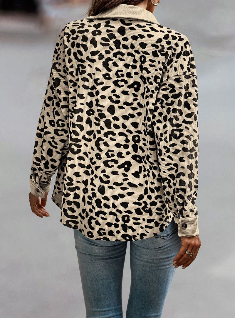 Camilla Herbstjacke | Bequemer Oversized-Mantel mit Leopardenprint