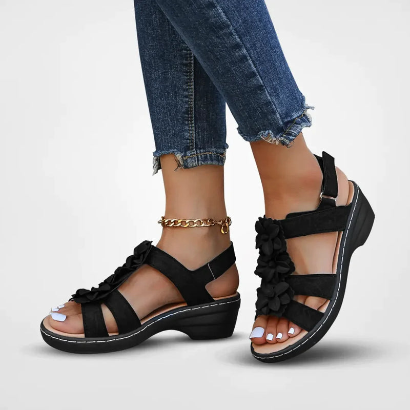 Flory Plateau Sandalen | Orthopädische Sandalen mit Blumenmuster für Damen