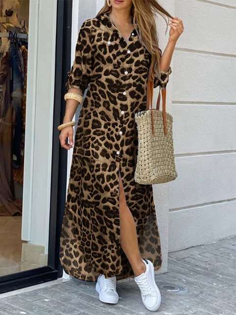 Mila Maxi Kleid | Leopard Print Partykleid für Frauen