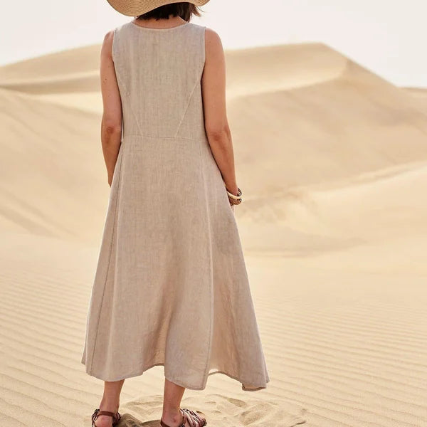 Zana Maxikleid | Ärmelloses Kleid mit 2 Schlitztaschen