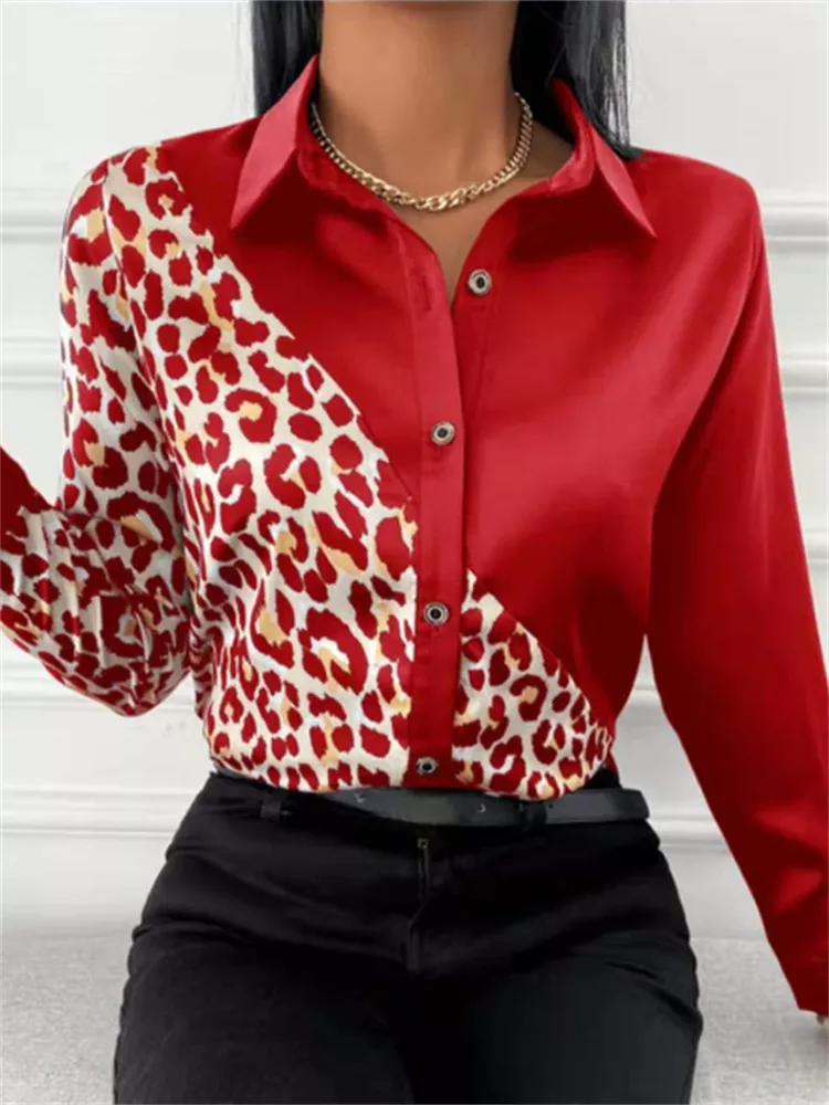 Beska Leopard Bluse | Elegantes Damenhemd mit Leopardenmuster in Satinoptik