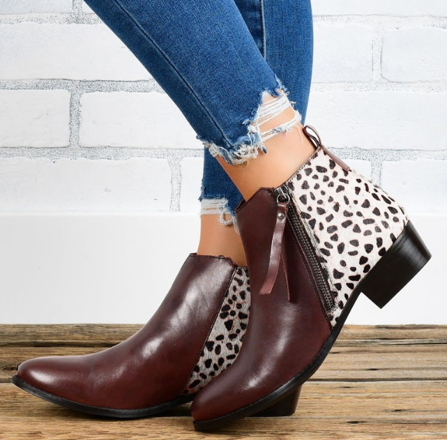 Loscana Leopard Stiefel | Elegante und bequeme Damenstiefel mit Absätzen und Reißverschluss