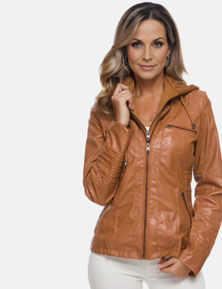 Kunstlederjacken für Damen - Premium Biker Übergangsjacken mit Kapuze