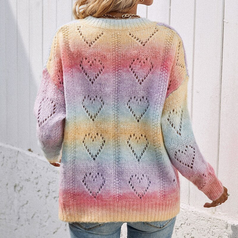 Schöner Gestrickter Regenbogen-Pullover