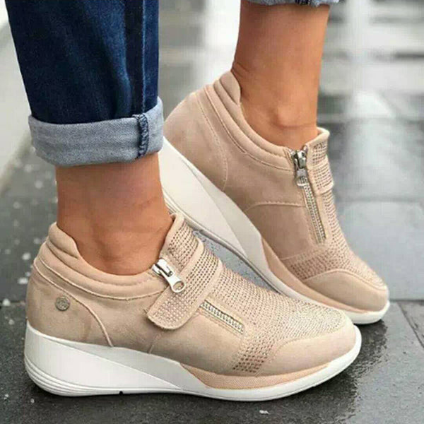 Glenny Damen Sneaker | mit Klettverschluss und schrägen Reißverschlüssen