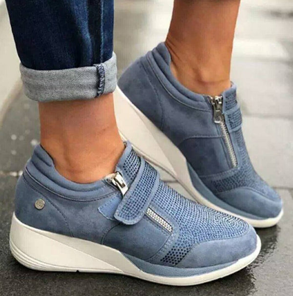 Glenny Damen Sneaker | mit Klettverschluss und schrägen Reißverschlüssen